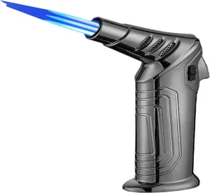 Windproof Jet Torch Lighter, Filled with Butane Gas, Adjustable Flame, Safety Lock, Single/Triple Jet Flame, Suitable for Gifting to Husband and Relatives (Fuel not Included)(Black1)