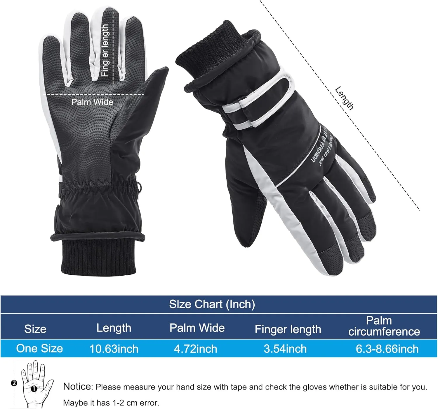 Winter Women Ski Gloves, Waterproof Touch Screen Snow Gloves, Warm Windproof Snowboard Gloves for Skiing Hiking Cycling
