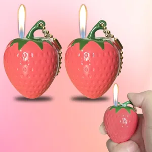 WMYQL 2 Pack Pink Strawberry Jet Torch Lighter,Refillable and Adjustable Lighters,Jet Flame Windproof Butane Torch Lighter,Cool,Birthday, Outdoor,BBQ,Candles (No Methane Gas)