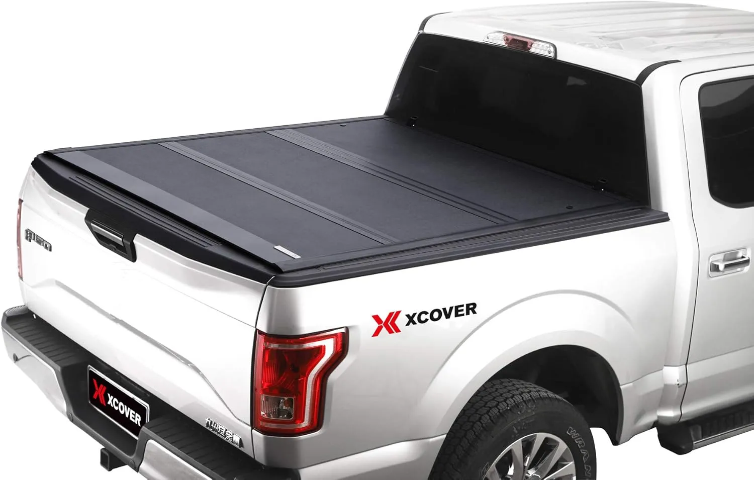 Xcover Low Profile Hard Folding Truck Bed Tonneau Cover, Compatible with 2004-2014 F150, 2006-14 Lincoln Mark LT Pickup 5.5 Ft Styleside Bed