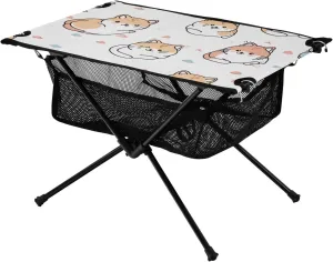 xigua Cartoon Cats Folding Camping Table,Portable Camp Table with Carry Bag Beach Table Folding Table for Picnic, Camp,Party,Travel66