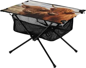 xigua Two Highland Cows Folding Camping Table,Portable Camp Table with Carry Bag Beach Table Folding Table for Picnic, Camp,Party,Travel101