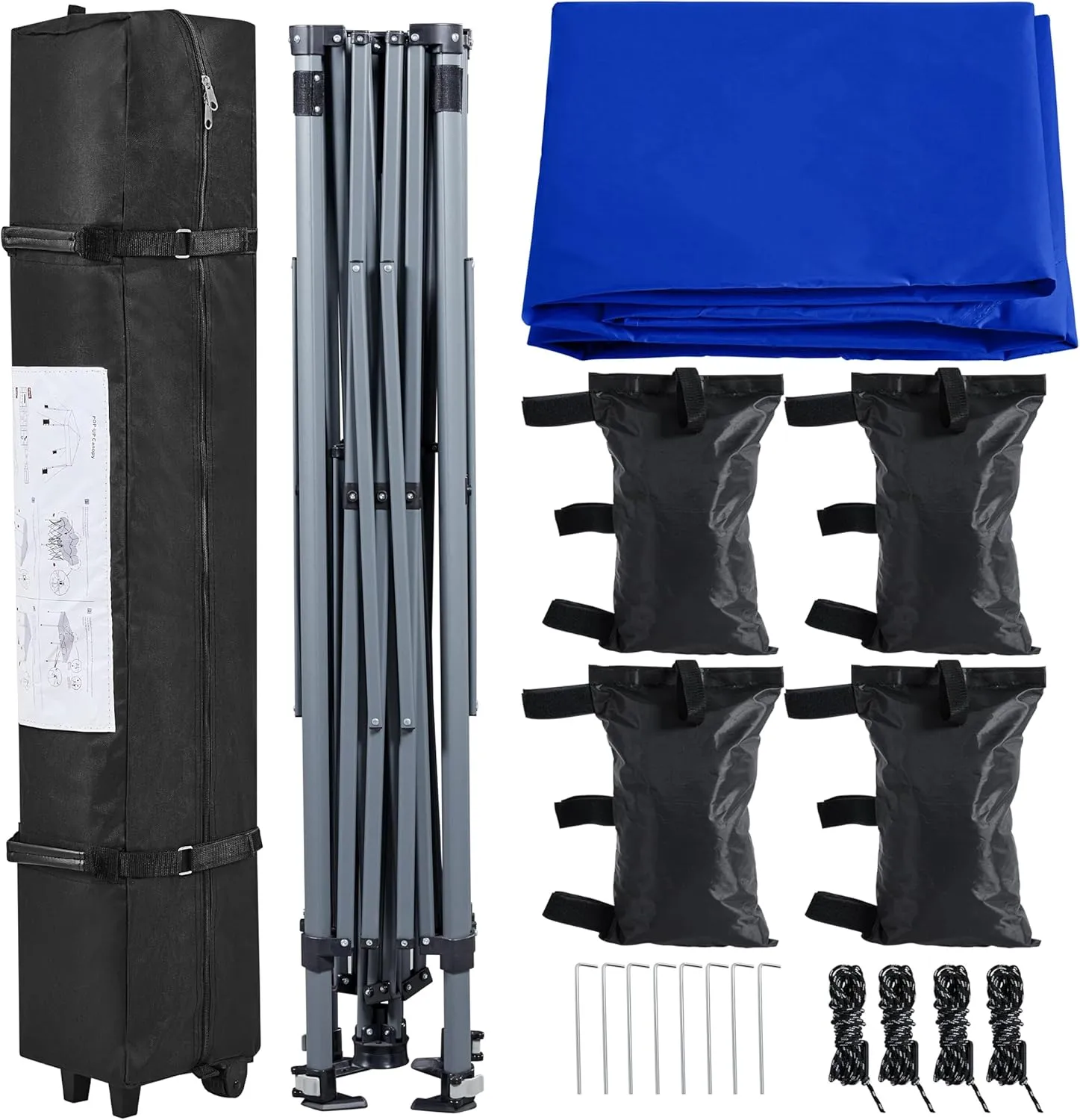 Yaheetech 8x8 Pop Up Canopy Easy Set-up Tent, Portable Outdoor Canopy Instant Tent, Commercial Gazebo with Wheeled Carry Bag & 4 Sandbags for Home, Party & Outdoor Activities, Blue
