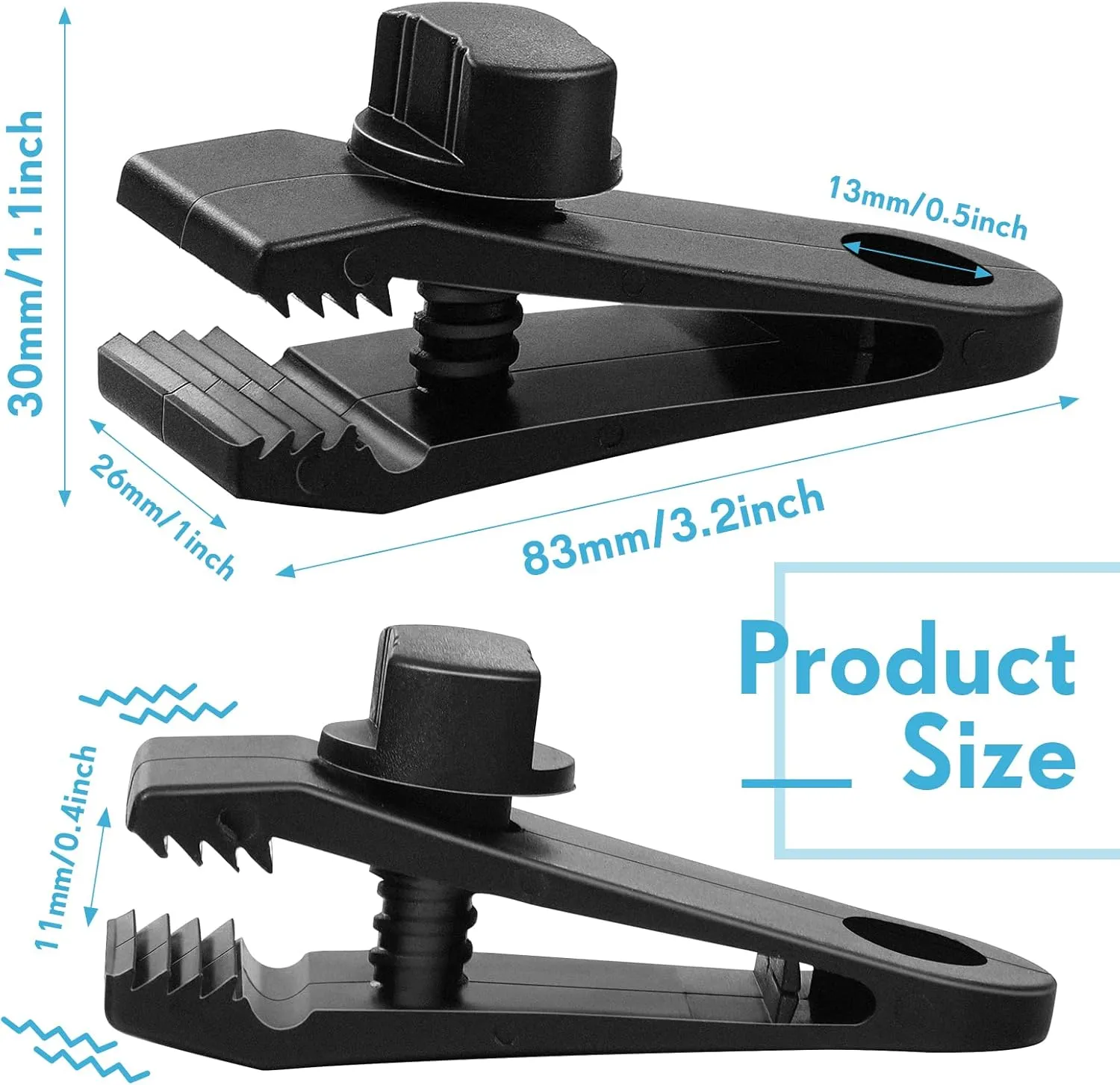 Yalikop 60 Pieces Tarp Clips Heavy Duty Lock Clamps Thumb Screw Tent Clips Tarp Clamps for Holding up Tarps Camping Awnings Canopies Covers of Car Swimming Pool Cover Boat Hammock(Black)