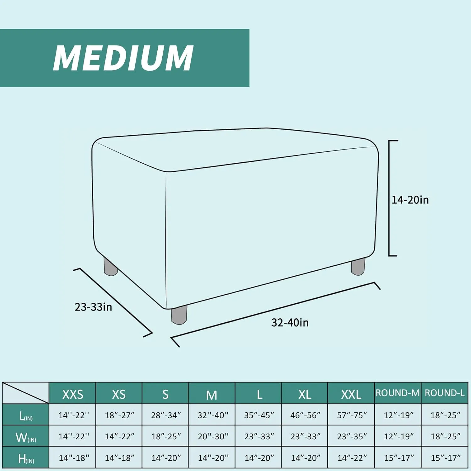 YEMYHOM Ottoman Cover Latest Jacquard Design High Stretch Folding Storage Footstool Protector Rectangle Removable Slipcover (Ottoman Medium, Peacock Blue)