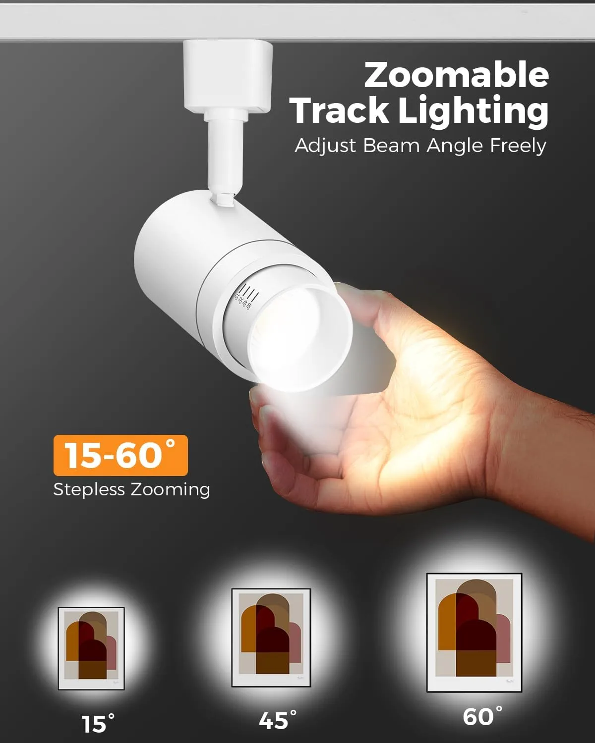 Zoomable 12-Light LED Track Lighting Kit with 13FT H Track Lighting Rail & Floating Canopy Connector, Modern Kitchen Track Lighting Fixtures Ceiling Spotlight, 12W Track Heads 3000K White