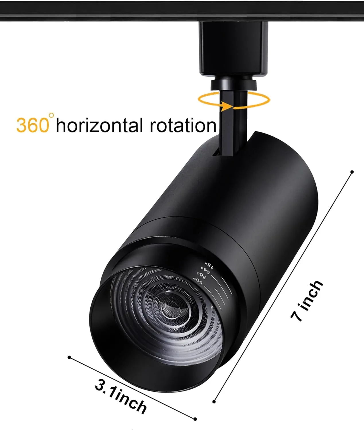 Zoomable 30W LED Track Lighting Heads,2700K-6500K Stepless Dimming H Type Dimmable Rail Ceiling Track Lights Fixtures,Flicker Free 15°to 60°CRI90 30W 3000LM,Black 6 Pack (30W-6 Pack)