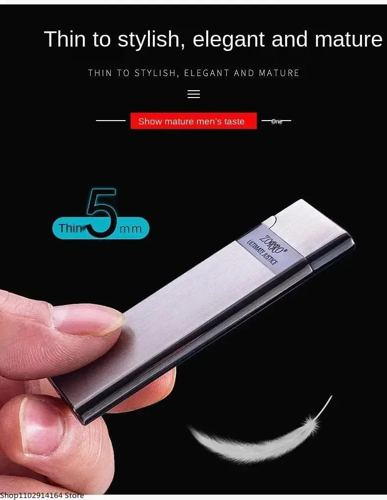 ZORRO 636 Premium Ultra-Thin Windproof Metal Lighter, Refillable Pocket-Sized Collectible with Gift Box Gold-with Box