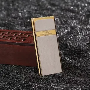Zorro Z636 Ultra-Thin Gas Lighter - Slim Portable Design, Grinding Wheel, Men's Gift, Cigarette Accessories B-Gold