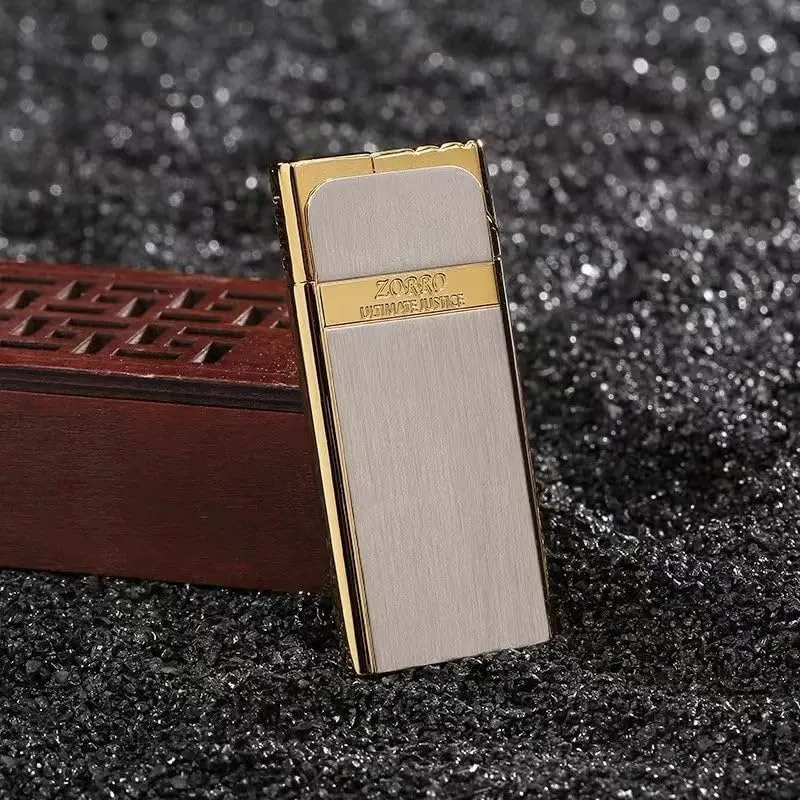 Zorro Z636 Ultra-Thin Gas Lighter - Slim Portable Design, Grinding Wheel, Men's Gift, Cigarette Accessories B-Gold