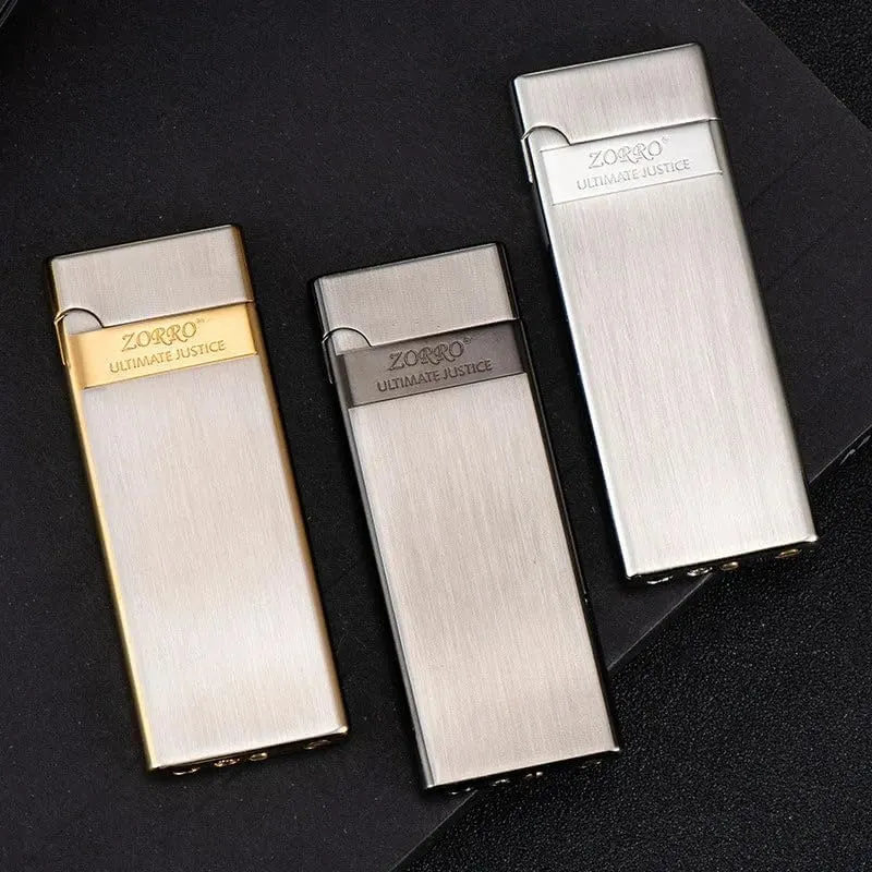 Zorro Z636 Ultra-Thin Gas Lighter - Slim Portable Design, Grinding Wheel, Men's Gift, Cigarette Accessories B-Gold