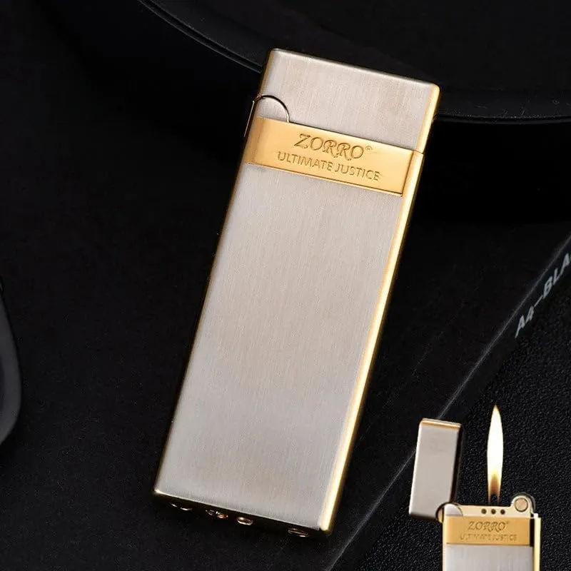 Zorro Z636 Ultra-Thin Gas Lighter - Slim Portable Design, Grinding Wheel, Men's Gift, Cigarette Accessories B-Gold
